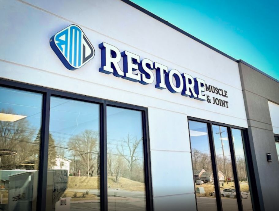 Exterior Illuminated Channel Letters for Restore Muscle & Joint in Kansas City, Missouri